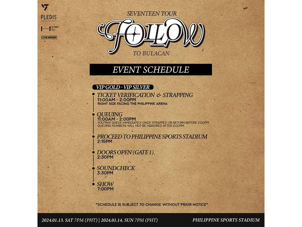 Event schedule (VIP Gold-Vip Silver)