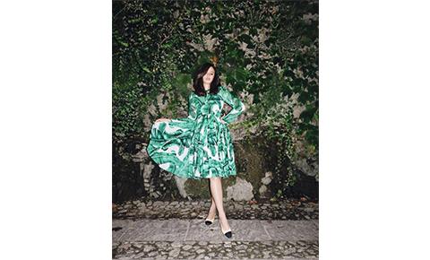 Dolce and Gabbana leaves stretch silk Georgette dress