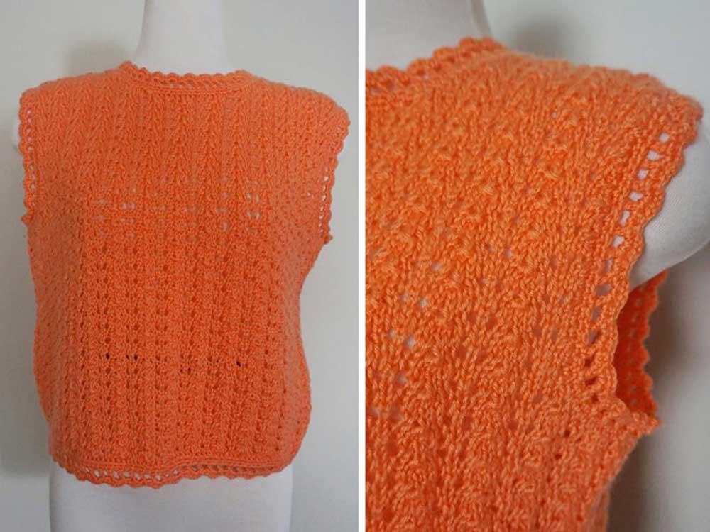 1970s Peachy Orange Crochet Vest around 1,330 pesos