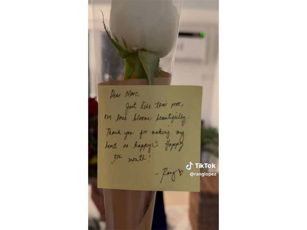 Rose and message for Mark