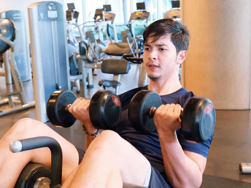 Shirtless mirror selfie