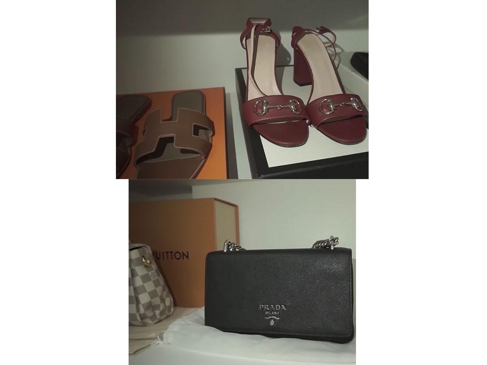 Her bag and shoe collection