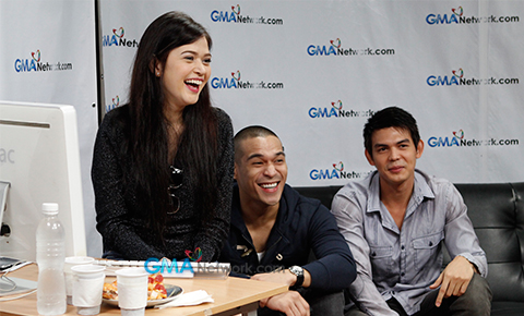 Bela Padilla, Dion Ignacio and Pancho Magno at the GMA Network Live Chat