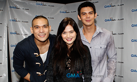 Bela Padilla, Dion Ignacio and Pancho Magno at the GMA Network Live Chat