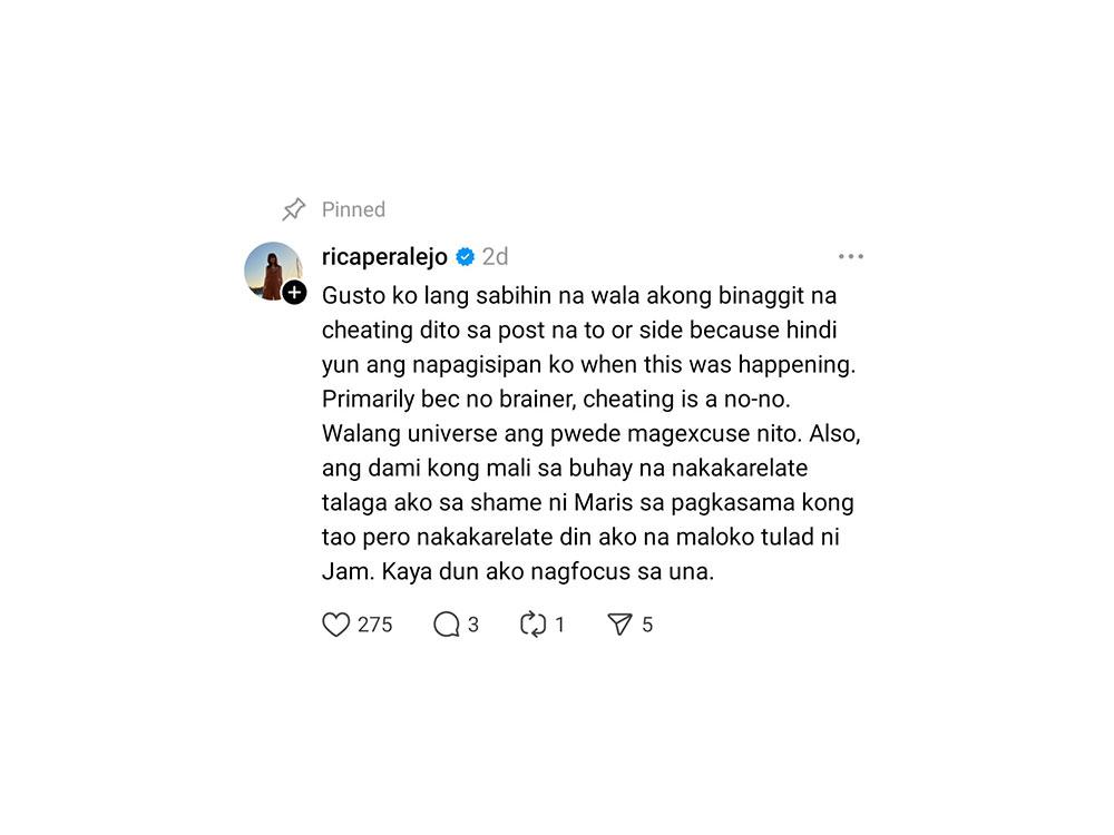 Paglilinaw sa kanyang post