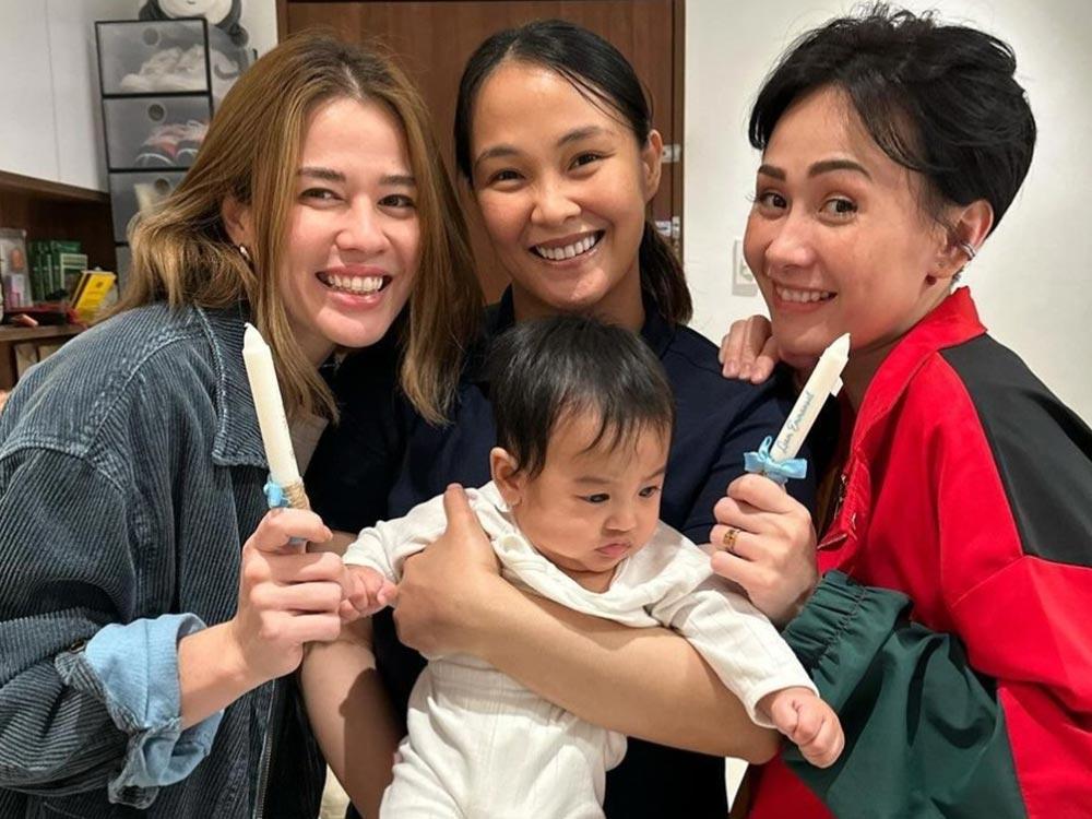 Liam with Ninang Valeen Montenegro and Ninang Chariz Solomon