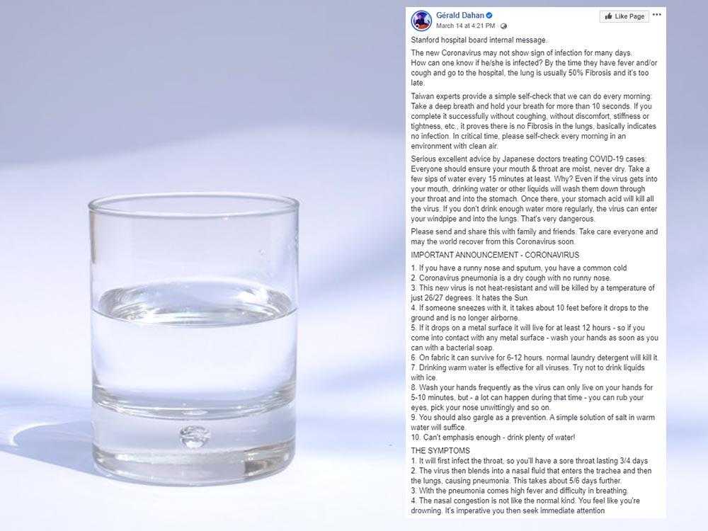 Drink water every 15 minutes