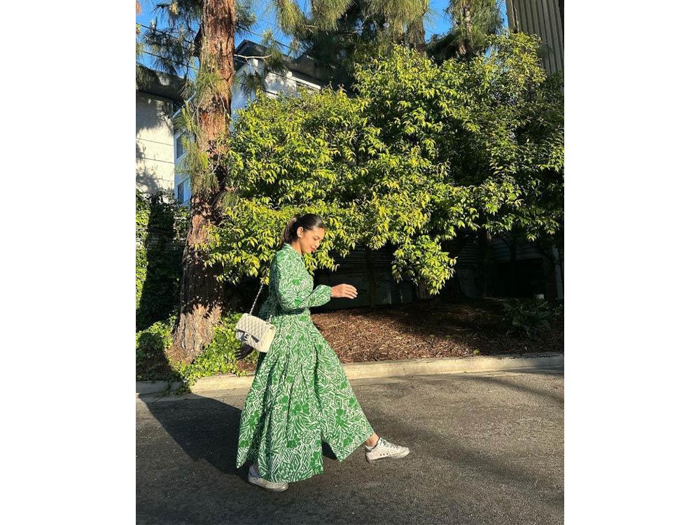 Printed green dress