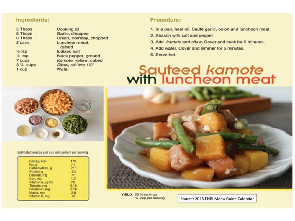 Sautéed Kamote with Luncheon Meat