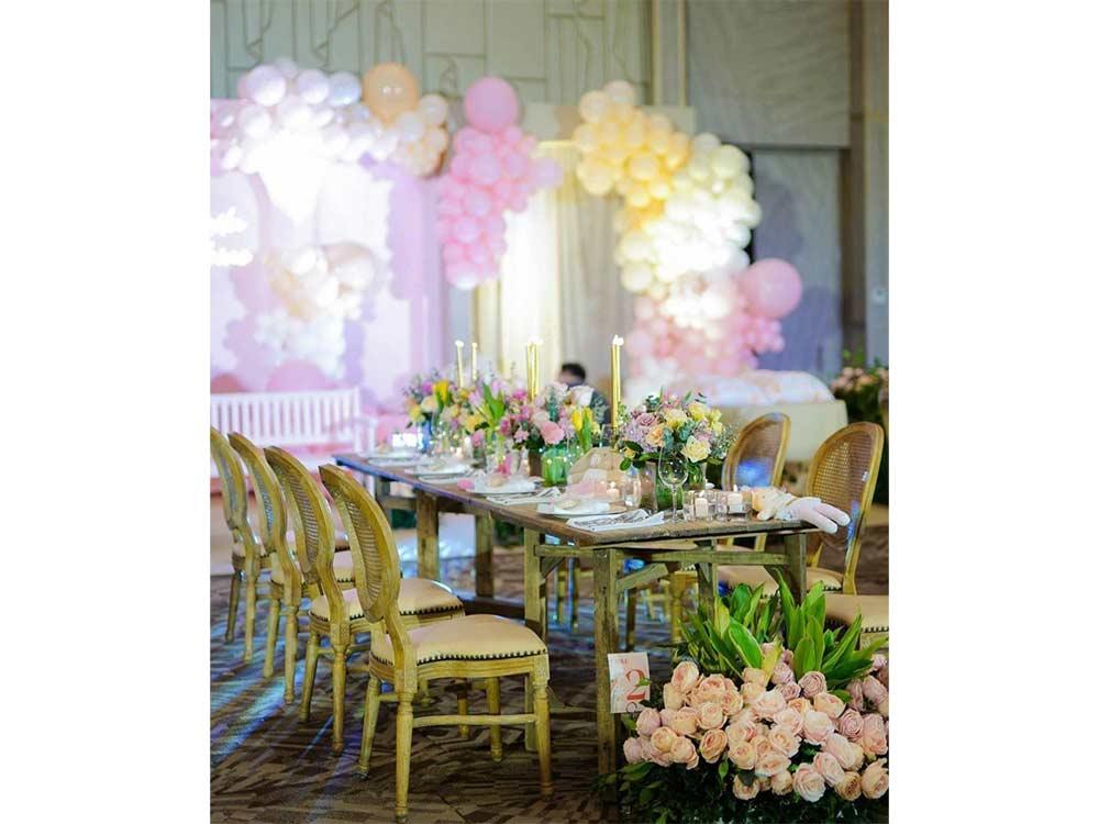 Floral-themed baptism party