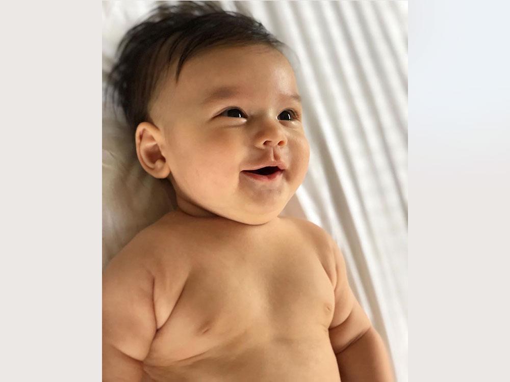 Isabelle Daza and Adrien Semblat's baby Baltie
