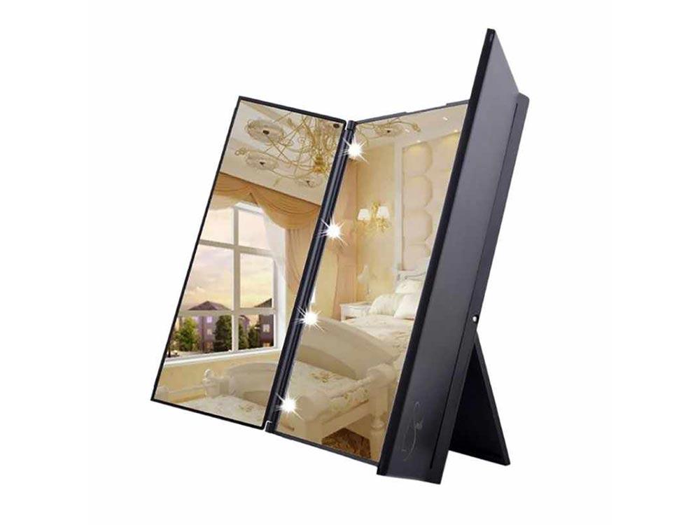 Portable mirror with LED lights