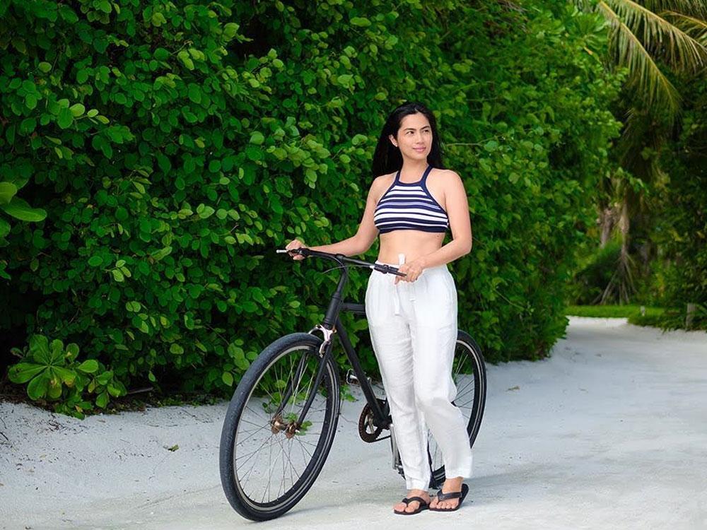 Riding a bike