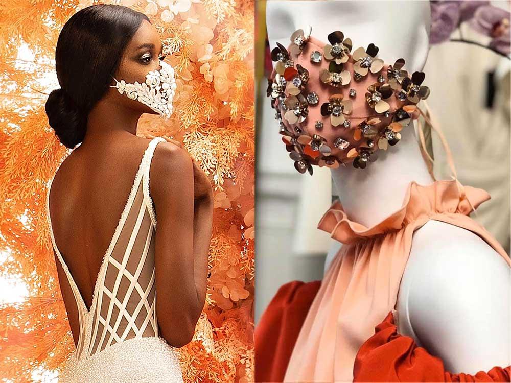 Gowns and dresses with matching face masks