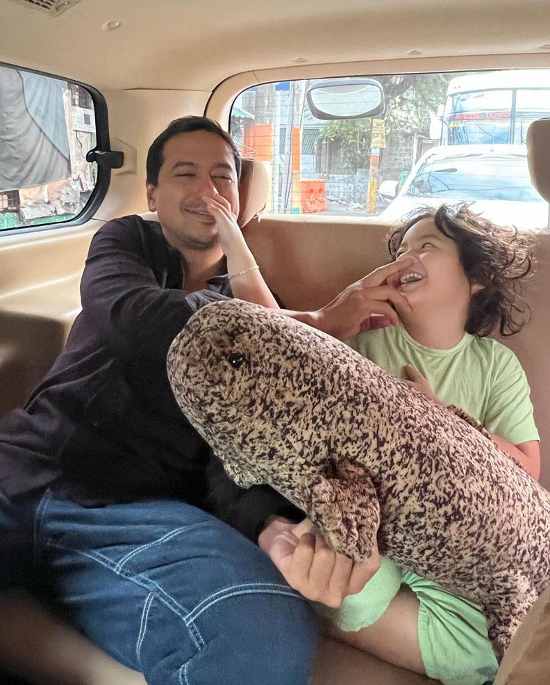 Adorable father and son