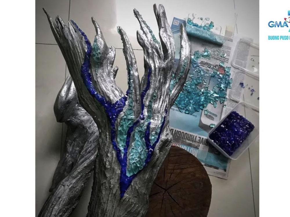 Broken glass bottles