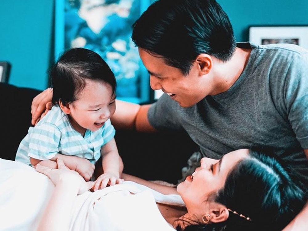 A day before she gave birth