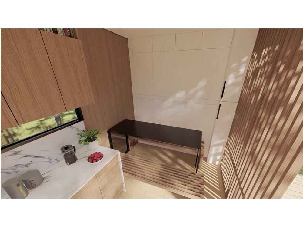 Unfolded table and benches