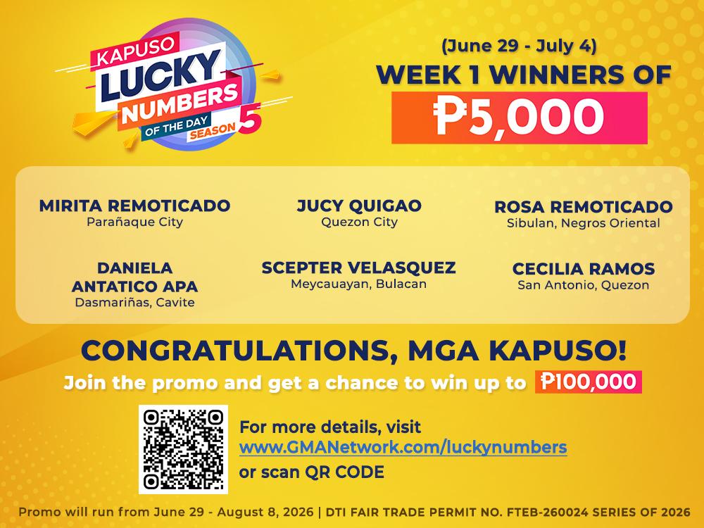 Week 1 Winners of PhP 5,000 each
