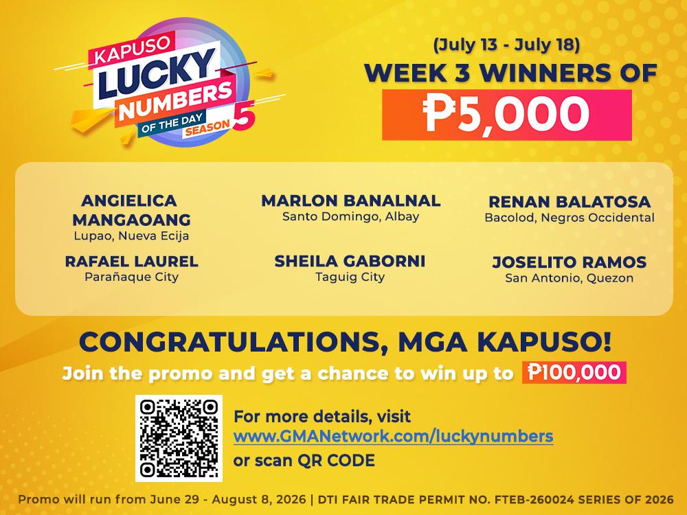 Week 3 Winners of PhP 5,000 each