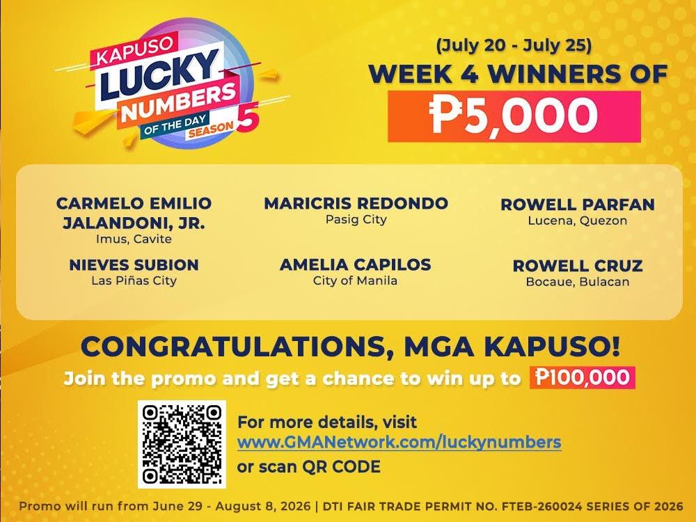 Week 4 Winners of PhP 5,000 each