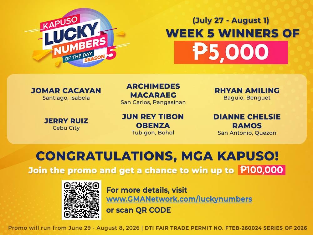 Week 5 Winners of PhP 5,000 each