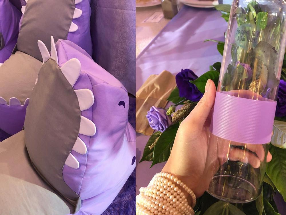 Dino head beanbag and glass bottle