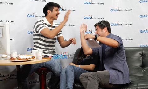 Mikael Daez, Andrea Torres and Gabby Eigenmann at the GMA Network Live Chat
