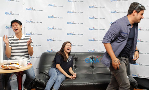 Mikael Daez, Andrea Torres and Gabby Eigenmann at the GMA Network Live Chat