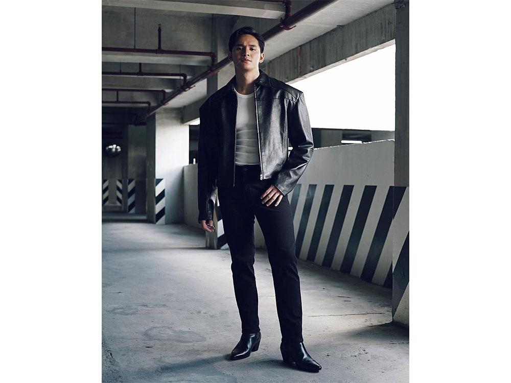 Leather and white tee