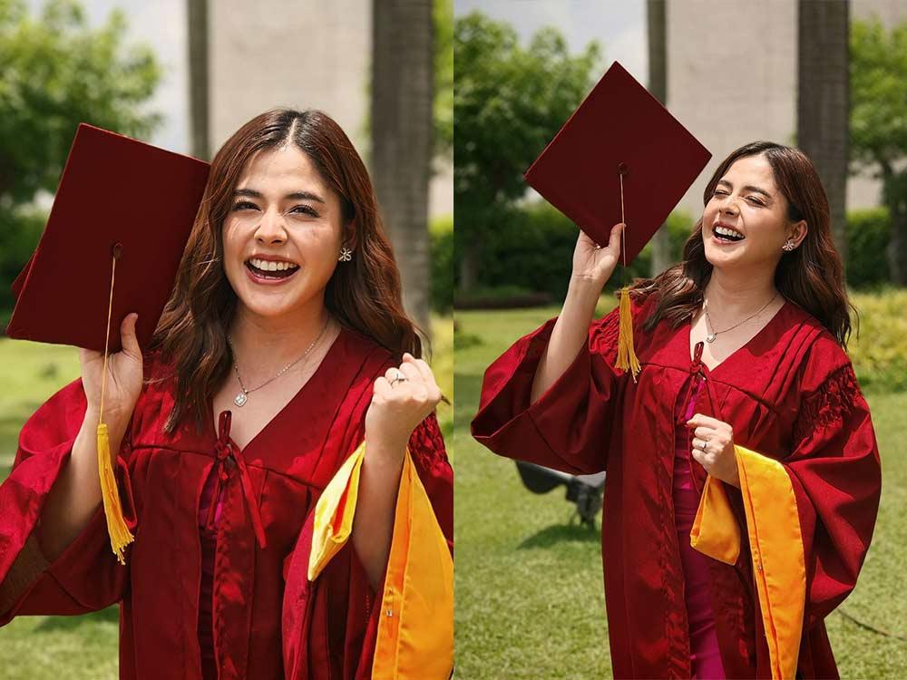 Done and dusted  insert: 1-1 and 1-2  Matapos ang anim na taon ay naka-graduate na sa wakas ang Kapuso Morning Sunshine na si Shaira Diaz sa kolehiyo.  source: shairadiaz_/IG