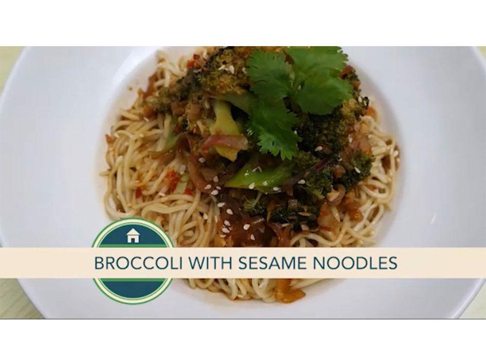 Broccoli with sesame noodles