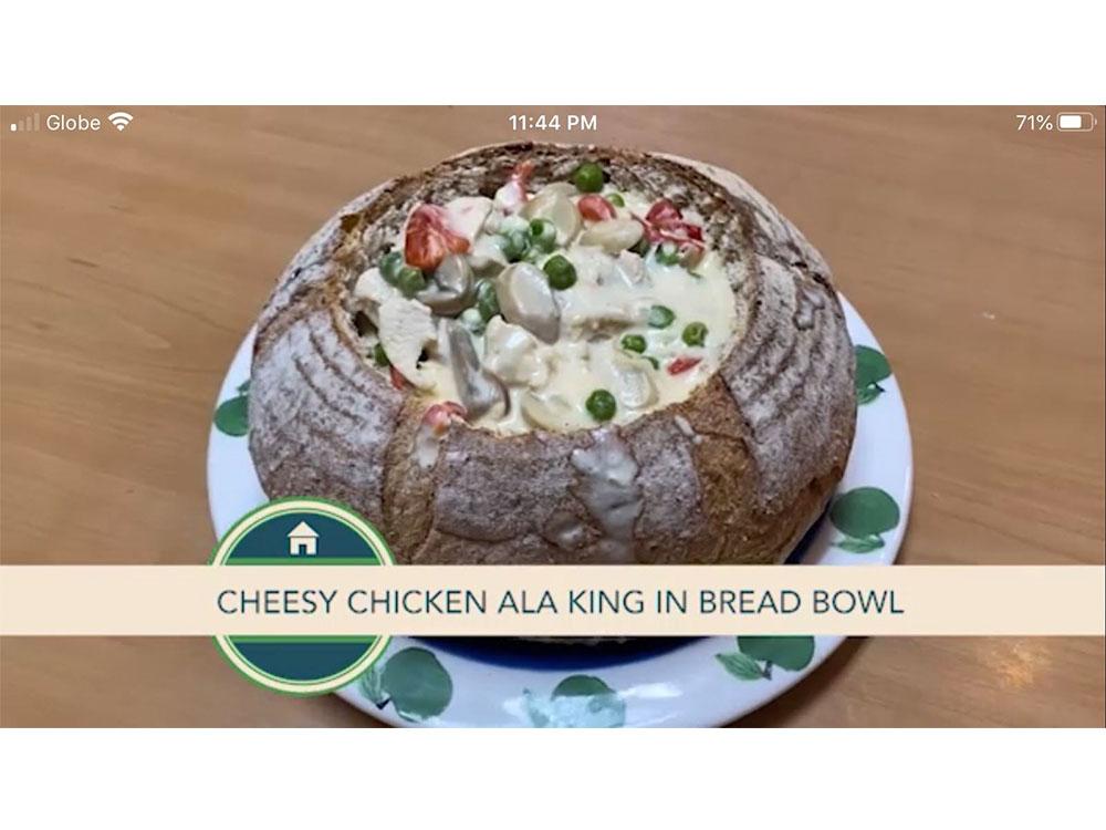 Cheesy Chicken Ala King in Bread Bowl