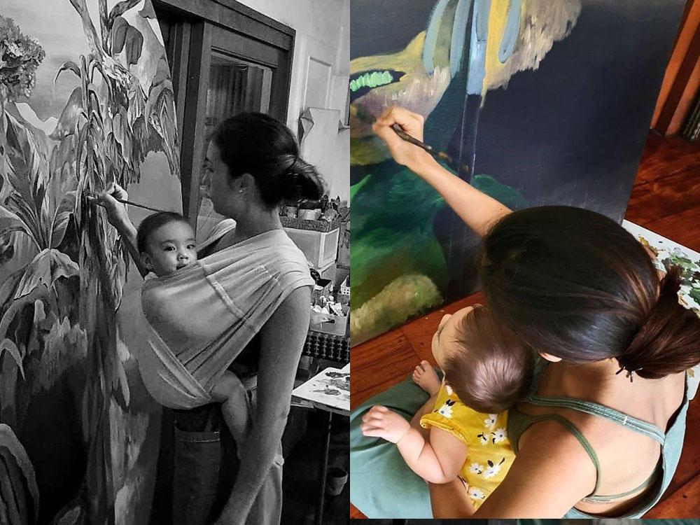 Painting with baby Thylane