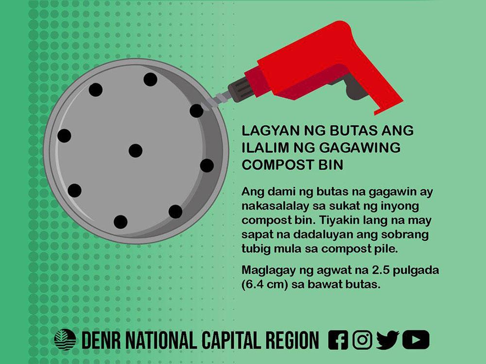 Putting holes in the bottom of the bin