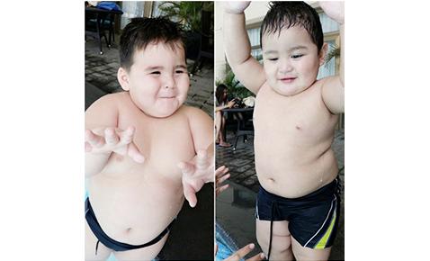 Baste and Samsam swimming