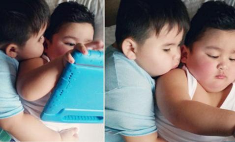 Baste watches Sam play