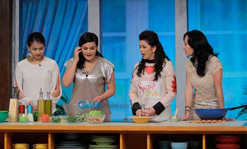 Yasmien Kurdi, Chariz Solomon and LJ Reyes visit the set of Sarap Diva