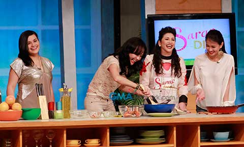 Yasmien Kurdi, Chariz Solomon and LJ Reyes visit the set of Sarap Diva