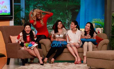 Yasmien Kurdi, Chariz Solomon and LJ Reyes visit the set of Sarap Diva