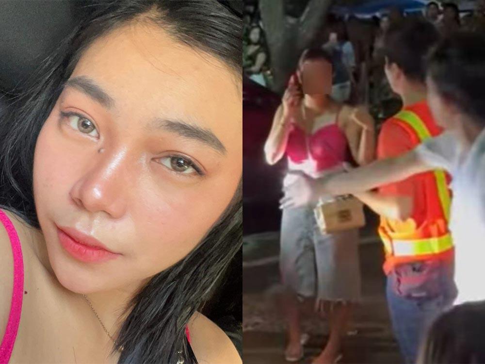 Pink girl sa parking lot