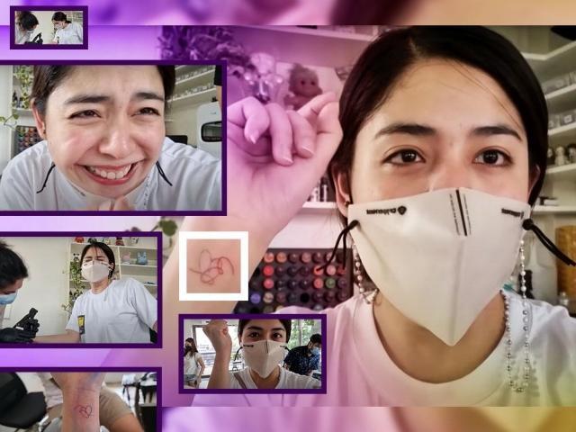 Shaira Diaz showing her BTS tattoo