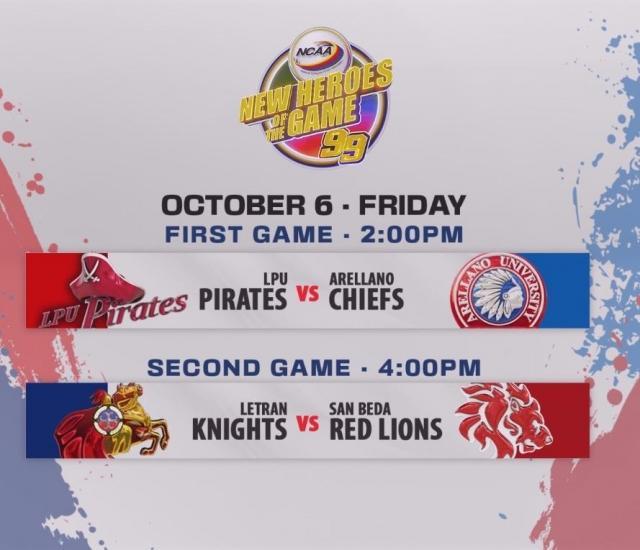 NCAA Season 99 October 6-8 Games Schedule