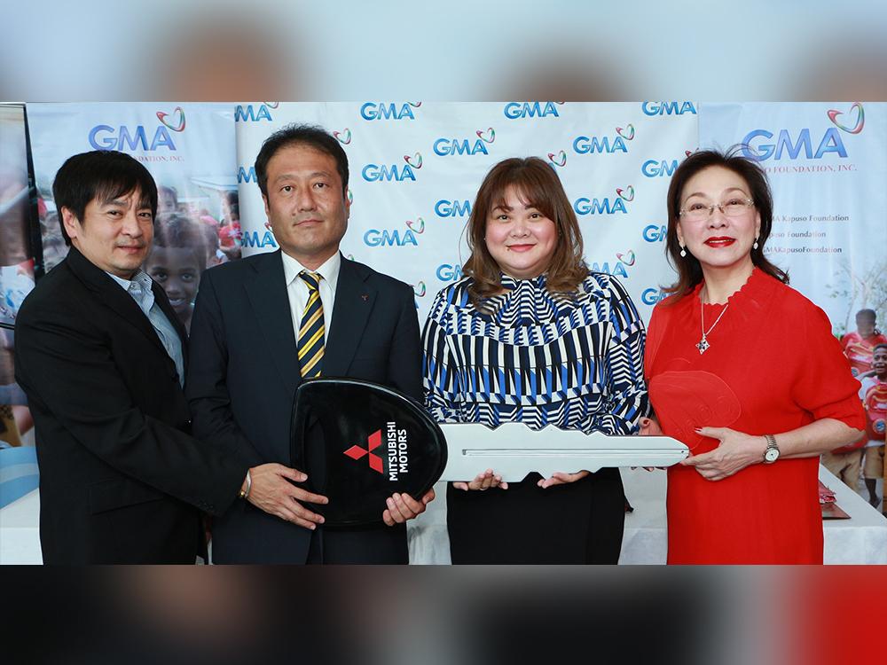 (from right) GMAKF Founder and Ambassador Mel C. Tiangco and GMAKF EVP and COO Rikki Escudero-Catibog together with MMPC representatives Senior VP for Corporate Division Yasuki Maruyama and VP for Corporate Public Relations Renato Lampano.