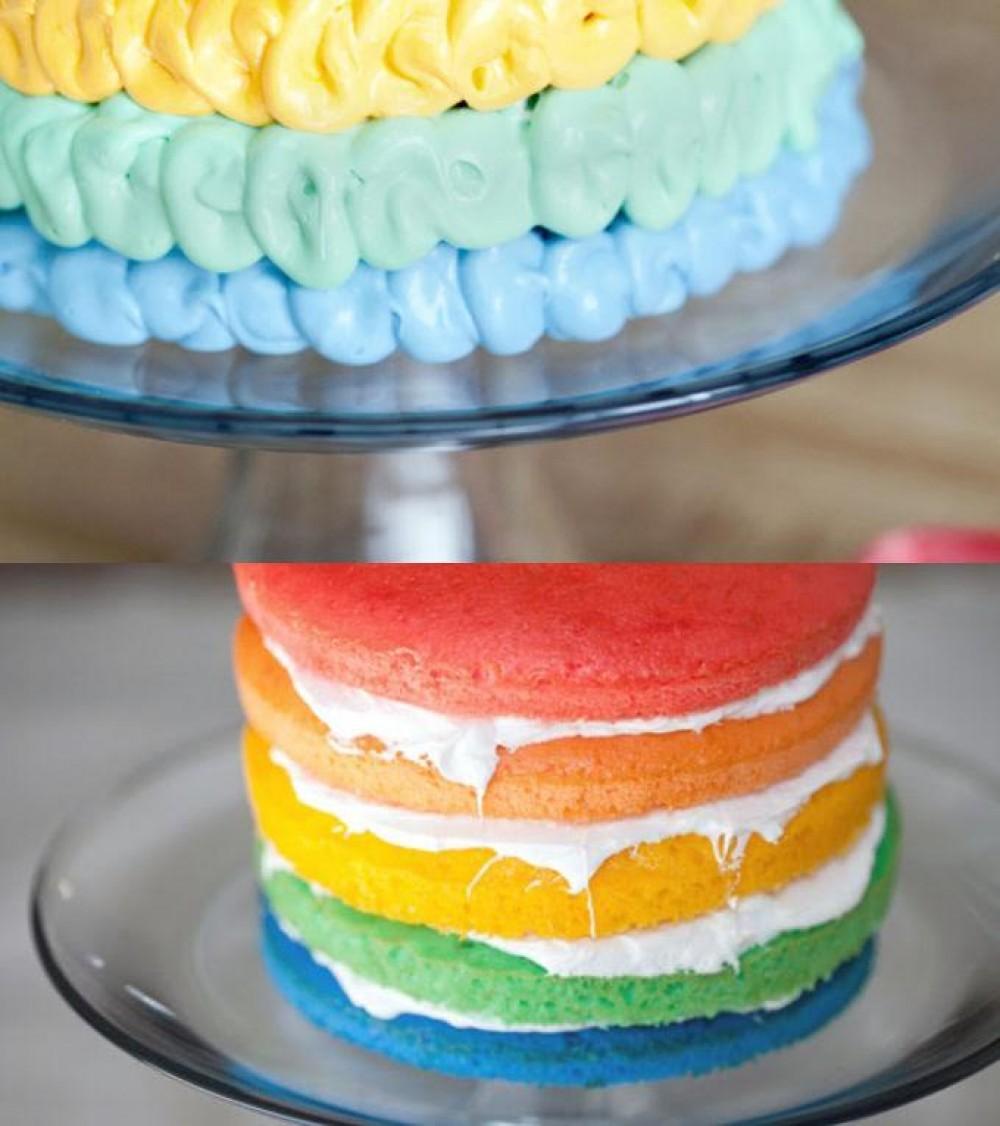 Color overload with Rainbow Vanilla Cake / Source: tablespoon.com