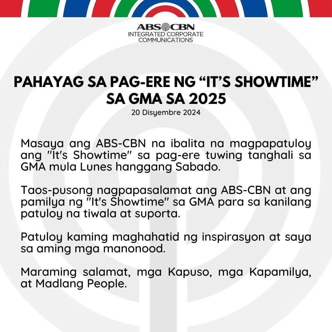 ABS-CBN expresses gratitude to GMA-7 for continuous trust and support ...