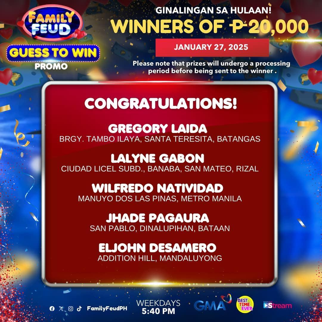 Family Feud Guess To Win Promo Winners