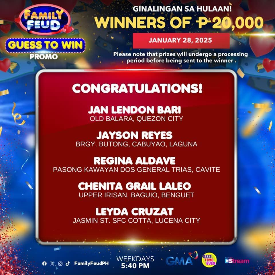 Family Feud Guess To Win Promo Winners