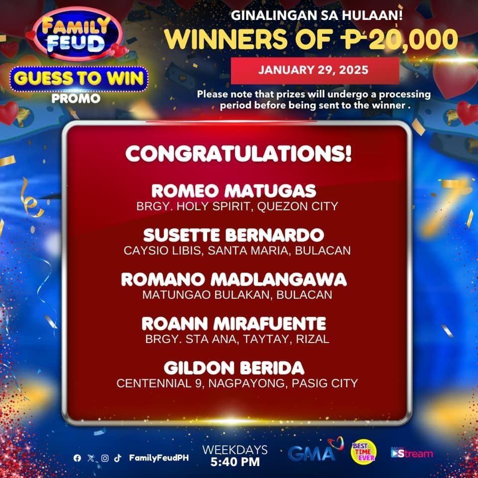 Family Feud Guess To Win Promo Winners