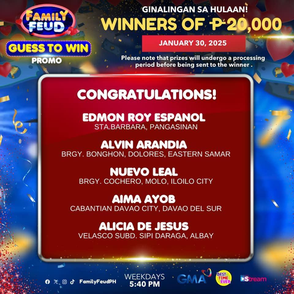 Family Feud Guess To Win Promo Winners